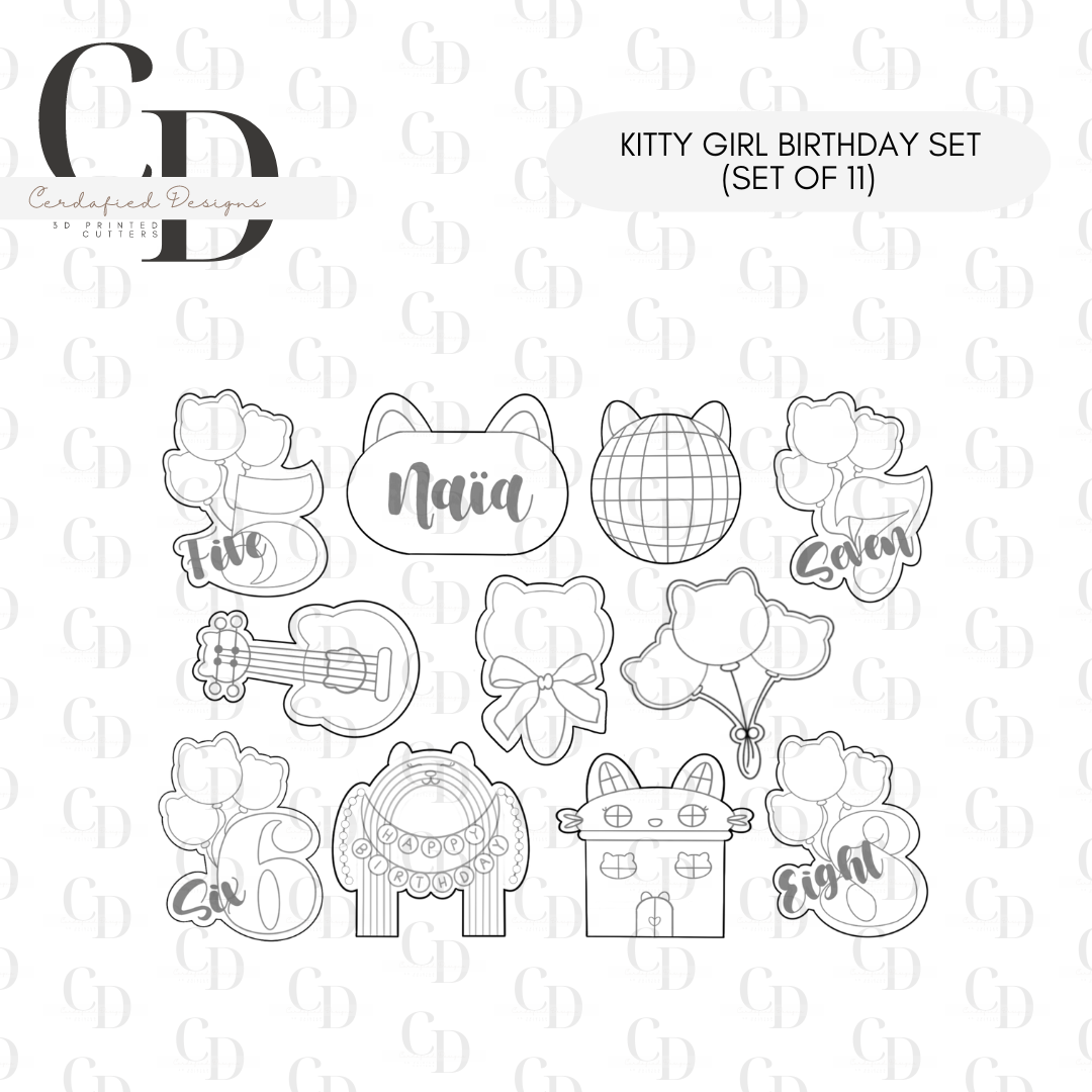 Kitty Girl Birthday Set - Cookie Cutters