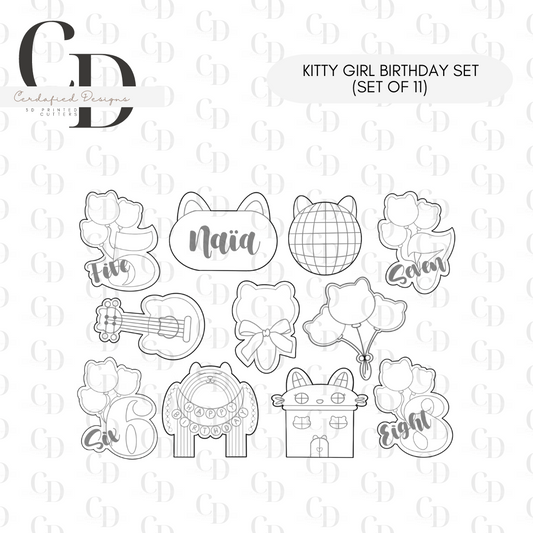 Kitty Girl Birthday Set - Cookie Cutters